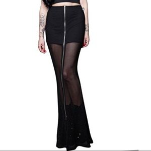 Lip Service Fishnet Zip Front Long Skirt