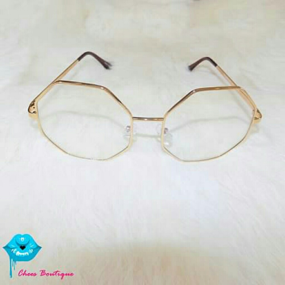 😎 NWT Gold Oversized Octagon Clear Sunnies