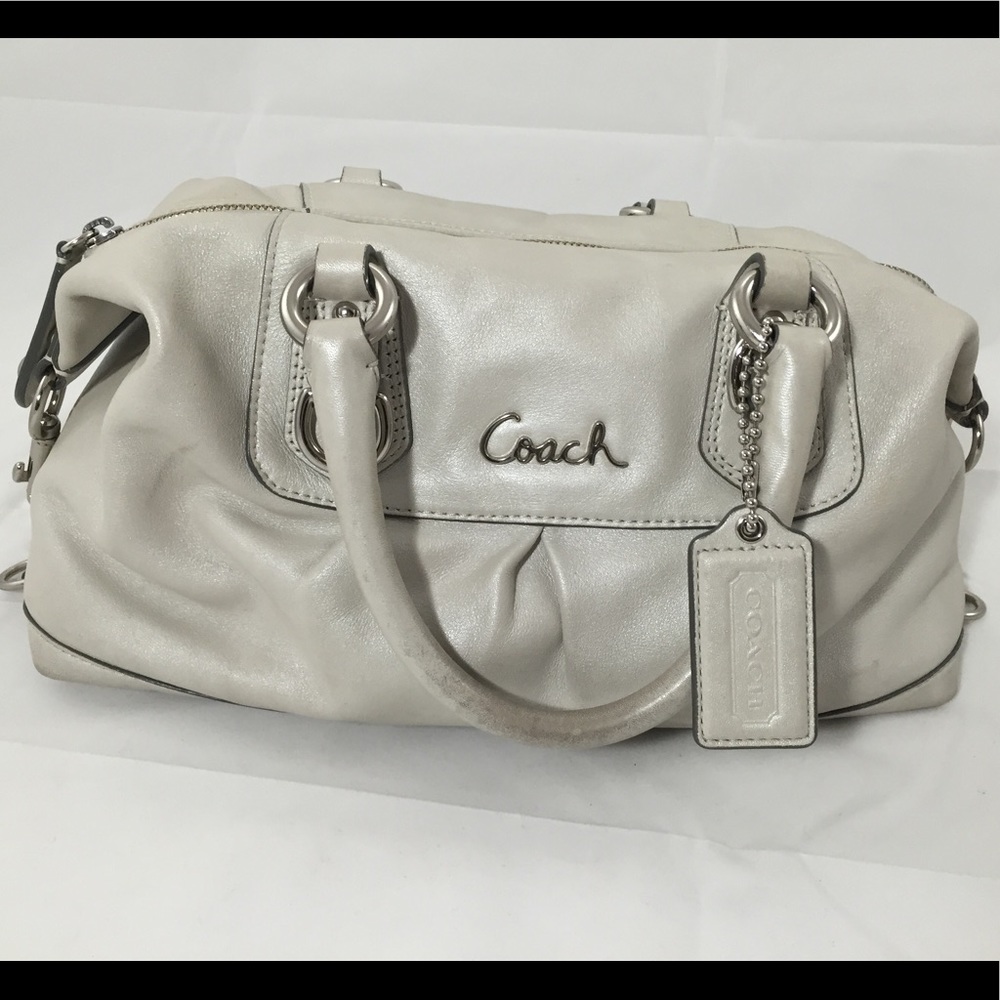 Coach Pebble Leather Ashley Satchel Ivory F15454