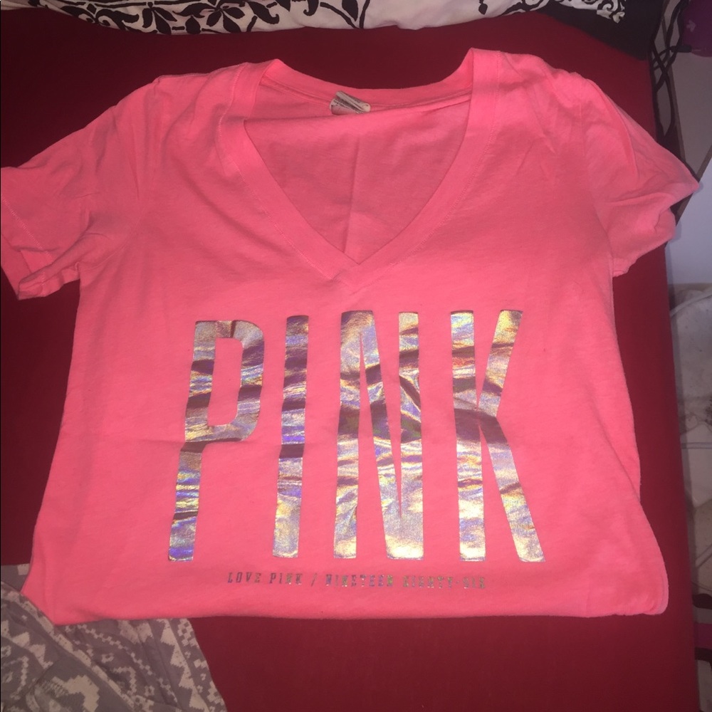 Victoria's Secret PINK pink v-neck knit tee