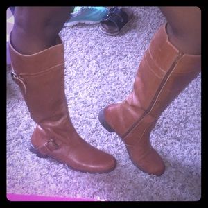 Camel calf high boots