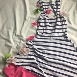 Black And White Striped Dress With Pink
