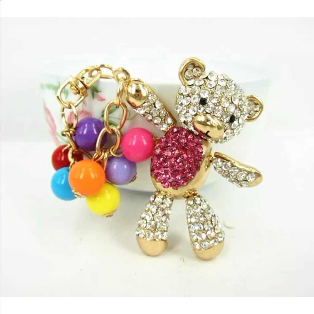 🐻 3D CRYSTAL BEAR BALLOON KEY FOB BAG CHARM 🎈