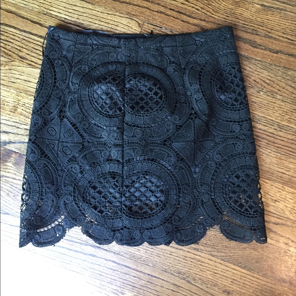LF black lace mini skirt