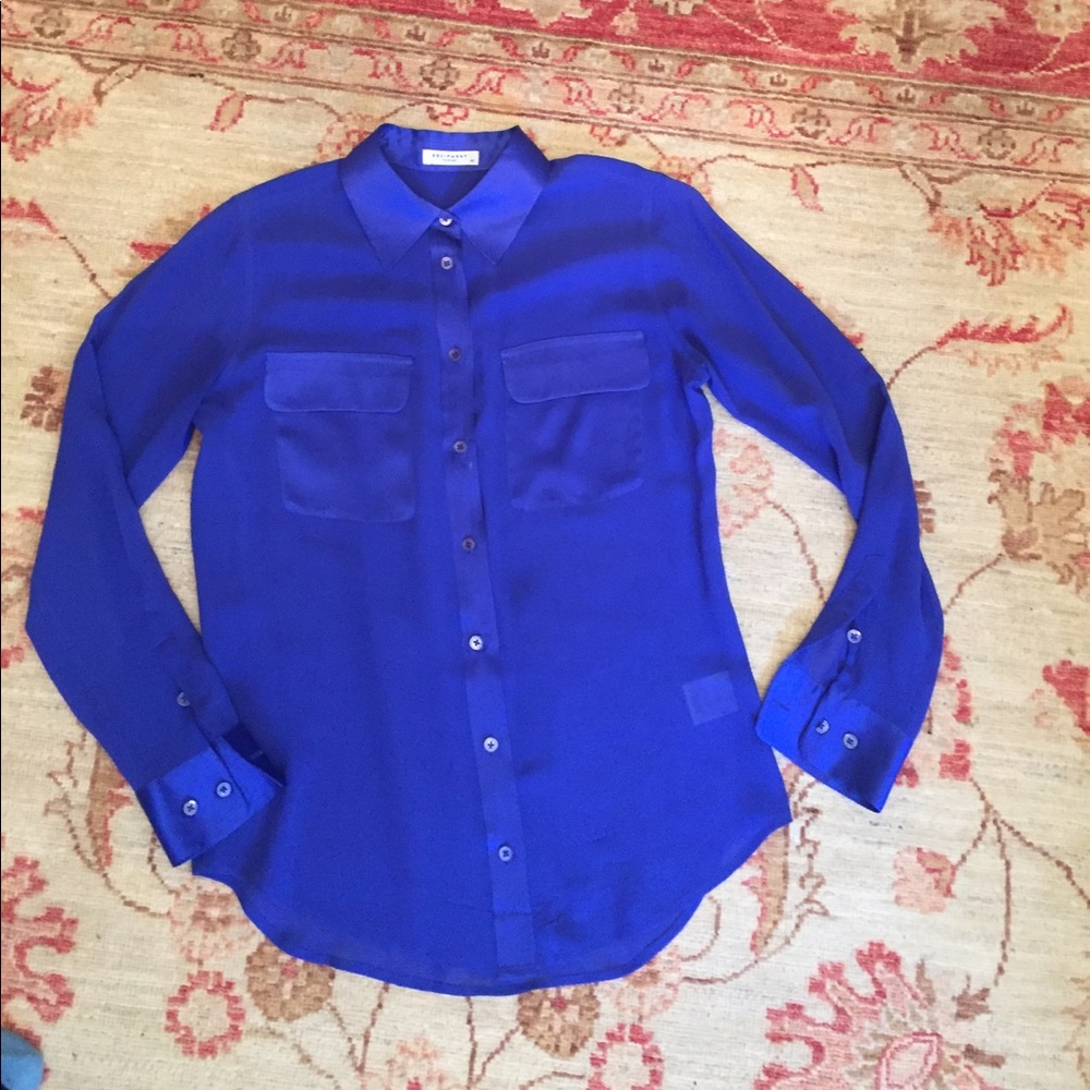 Equipment blue silk blouse