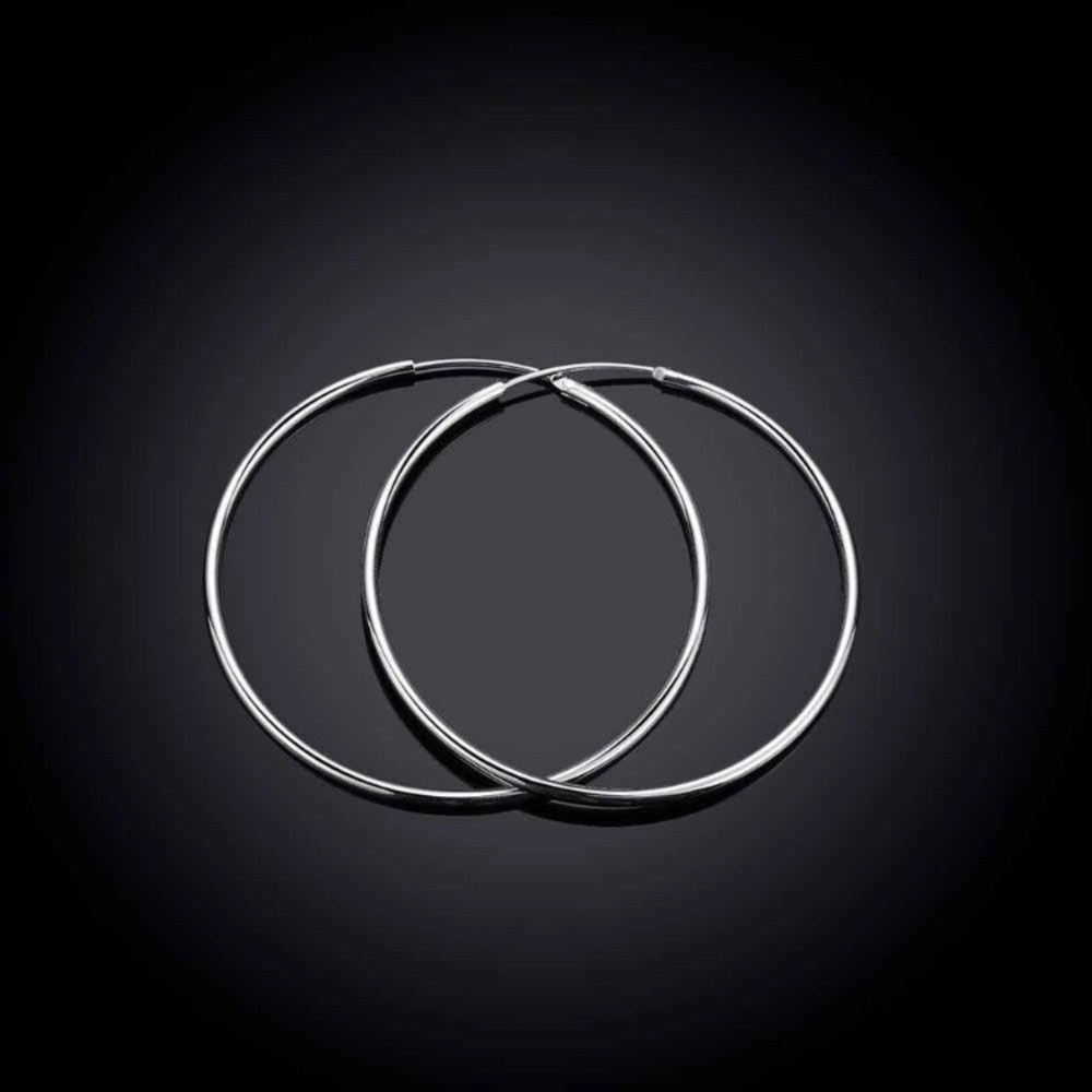 SILVER HOOP EARRINGS - Picture 2 of 5