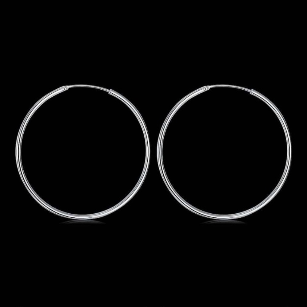 SILVER HOOP EARRINGS - Picture 3 of 5