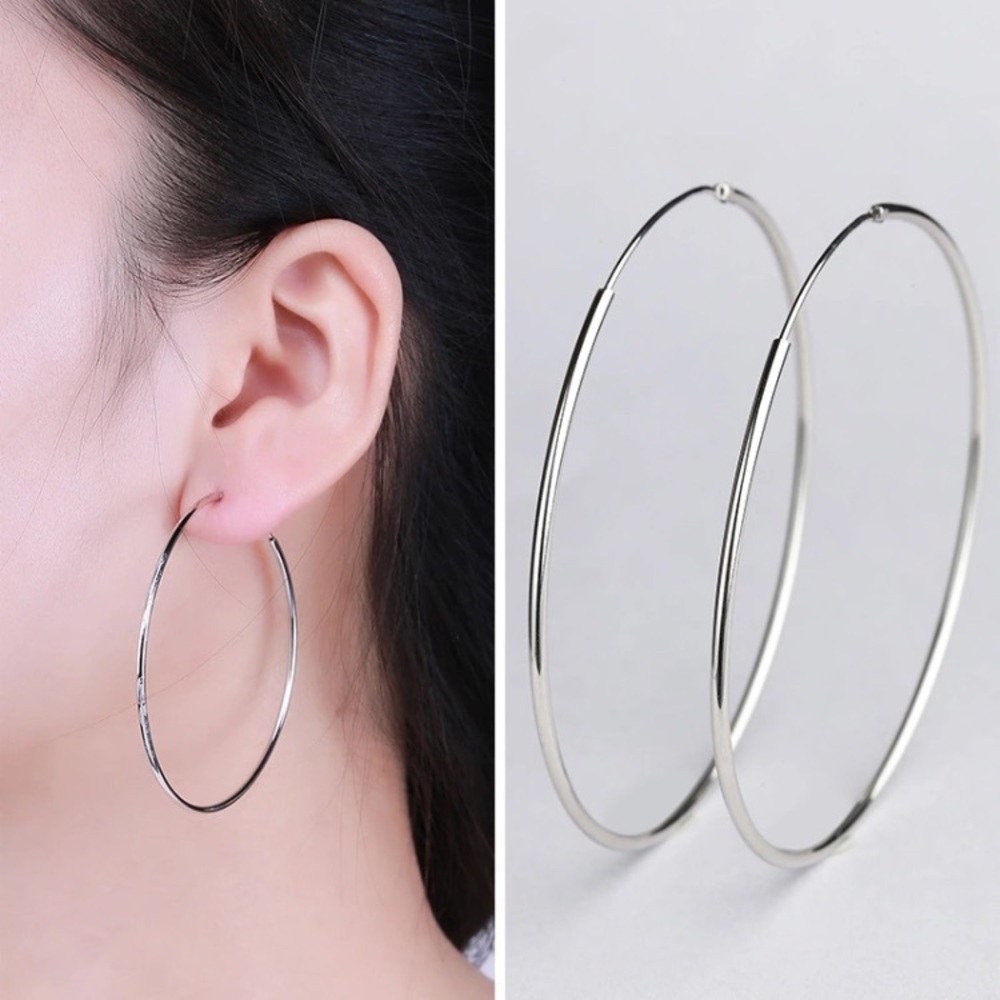 SILVER HOOP EARRINGS - Picture 4 of 5