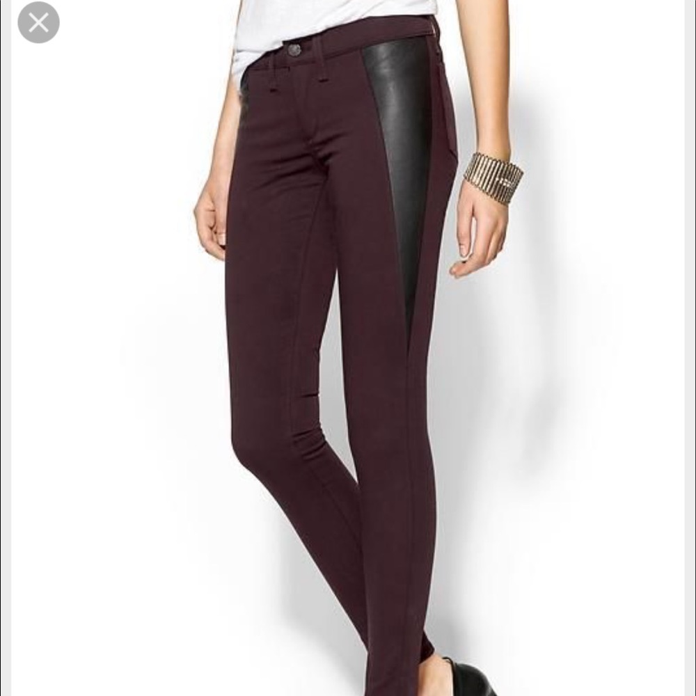 Rag & Bone Leather-Paneled Skinny Jeans