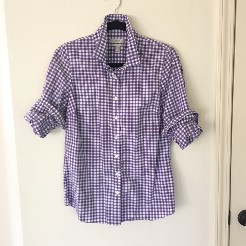 Purple J. Crew The Perfect Shirt button-up shirt