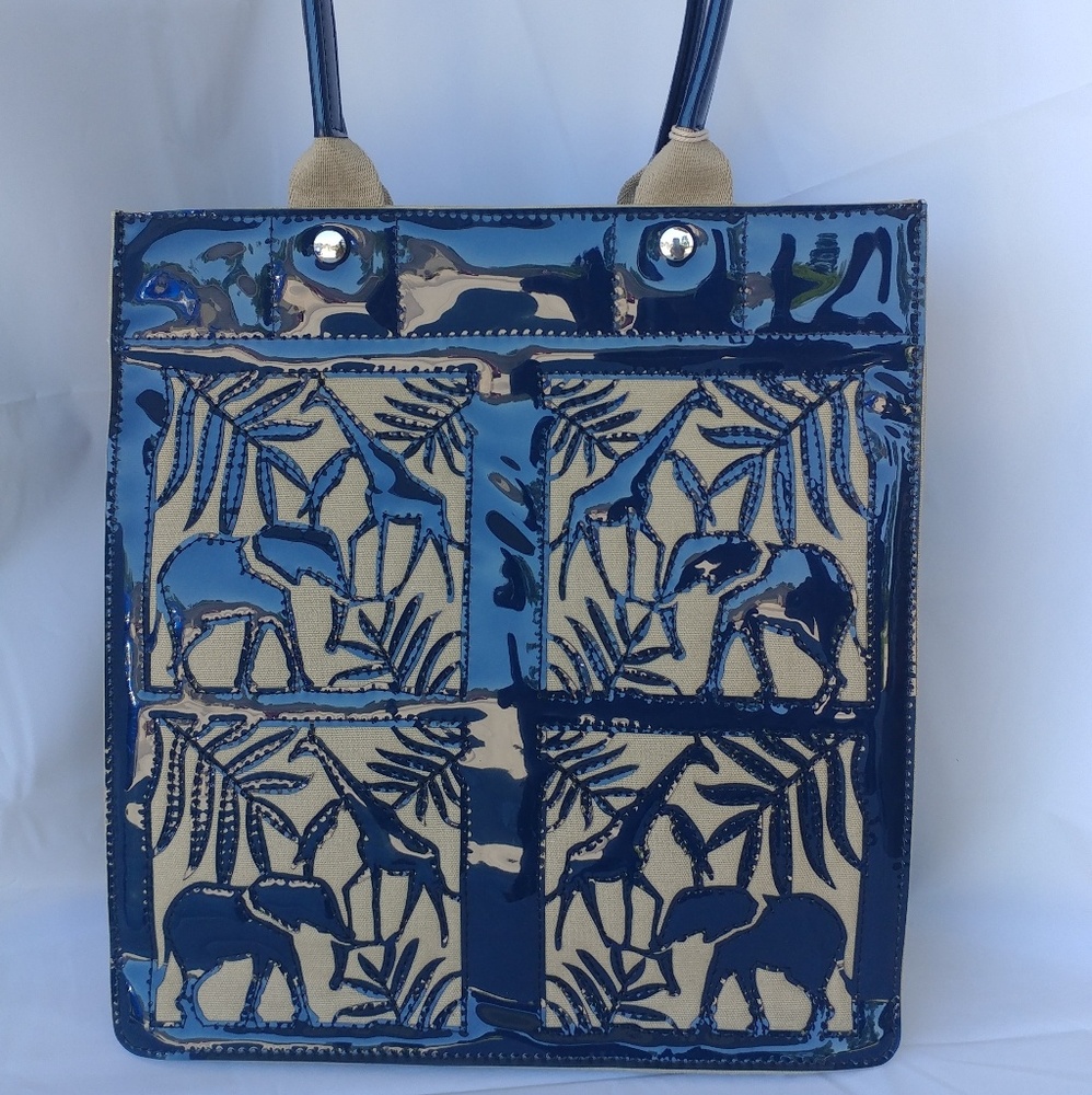 NOAH Large Shoulder Tote Safari Navy Khaki Vegan