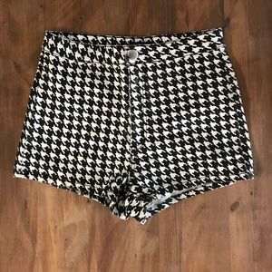 High Rise Houndstooth Shorts