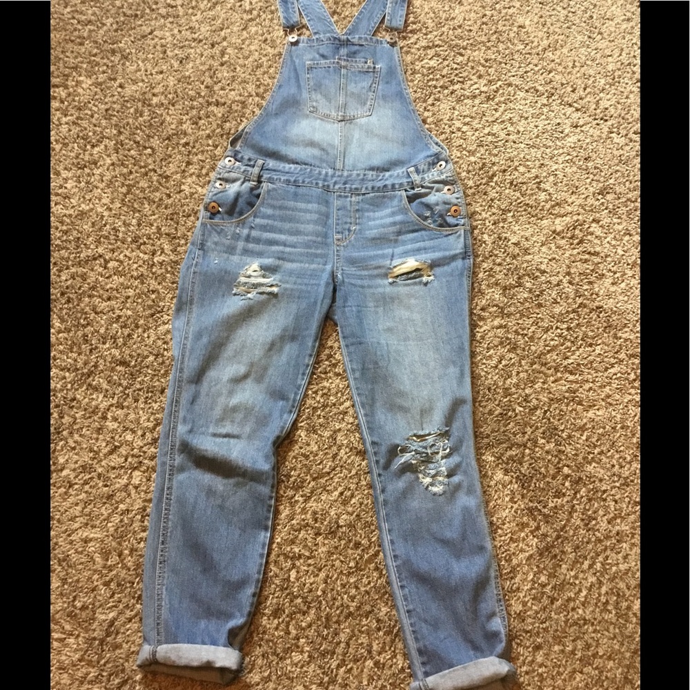 Denim distressed over-all's American Rag