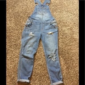 Denim distressed over-all's American Rag