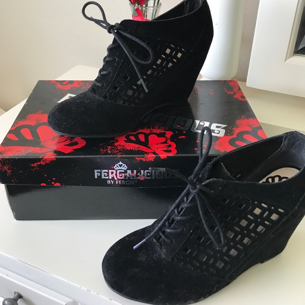 Black Wedge Booties