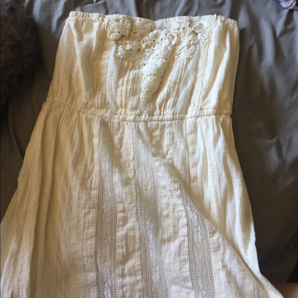 Cream lace strapless dress
