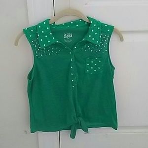 Justice Tank Top with Front Tie and Rhinestones