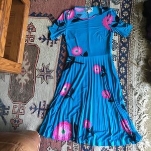 Pleated Blue Floral Modcloth Dress