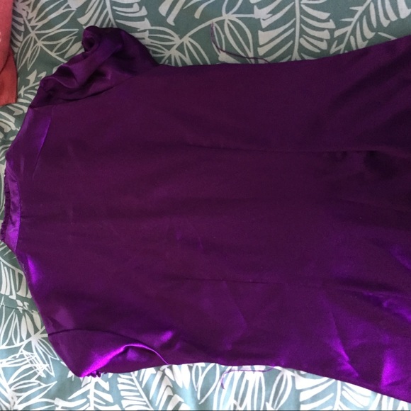 Purple button up dress with wrap around tie - Picture 3 of 4