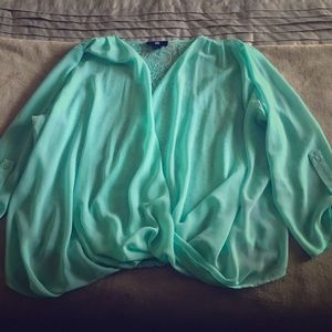 Woman's blouse  teal lace back