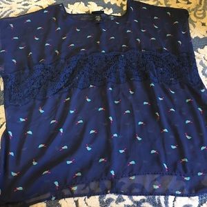 3x sheer navy blouse