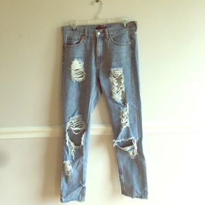 Brandy Melville High Waisted Distressed Jeans
