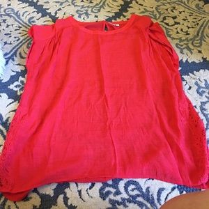 26/28 Cato bright pink cap sleeve top lace detail