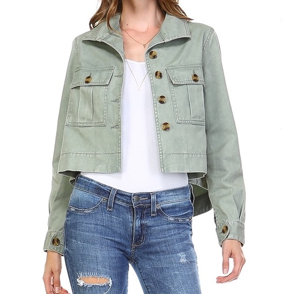SmilingBear Jackets & Blazers - SALE❗️5⭐️NWT Green denim crop jacket