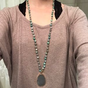 Blue stone pendant necklace