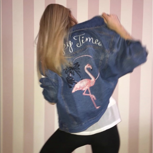 45 unif jackets blazers hp so cal quot happy times quot embroidered jean jacket from hush 45 unif jackets blazers hp so cal quot happy times quot embroidered jean jacket from hush