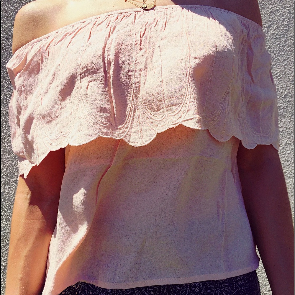 Blush Ruffle off shoulder top