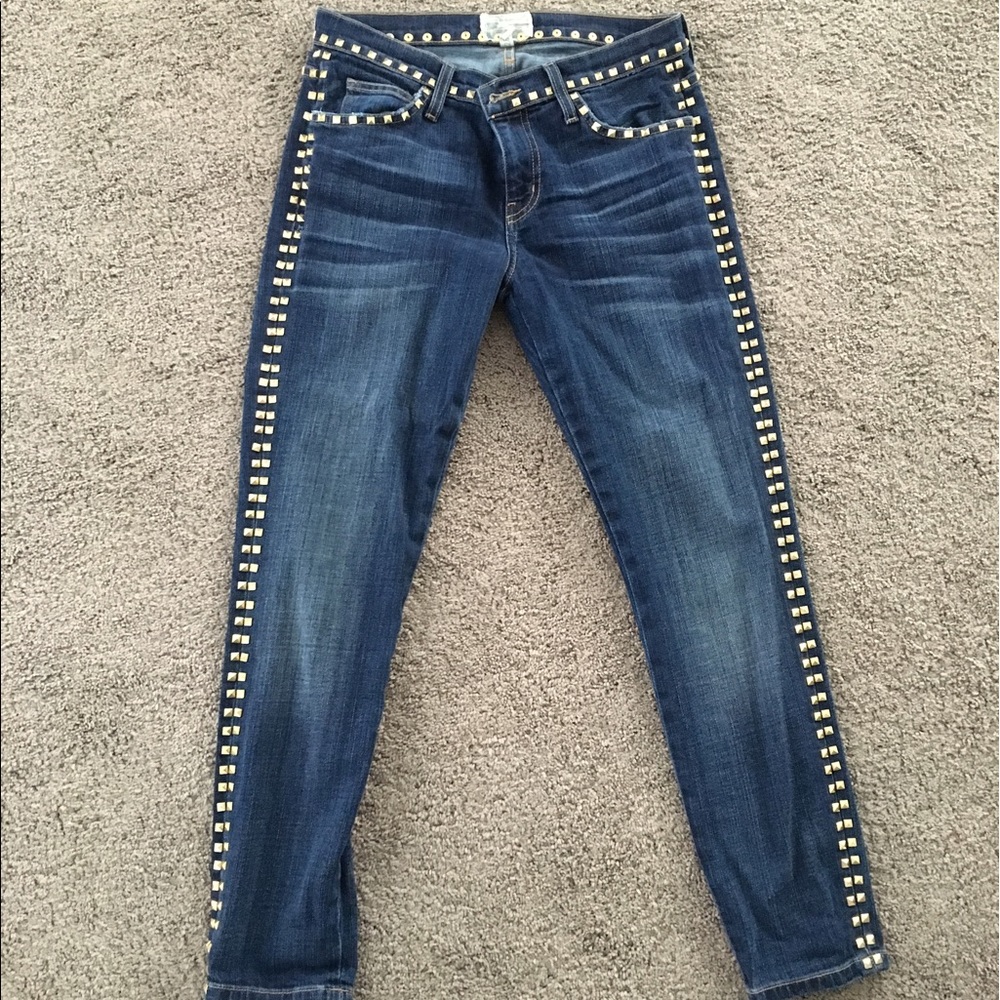 Current/Elliott Studded cropped skinny jeans