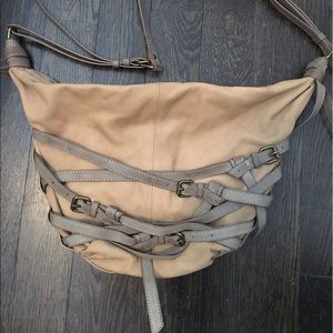 Olivia Harris Suede Nude Cross-body Bag