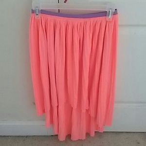 Coral High Low Pleated Skirt