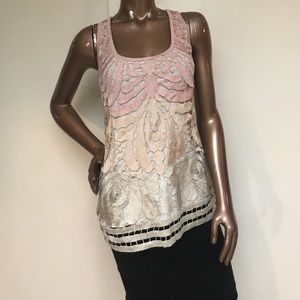 Express Ombré Crochet Champagne Tank Top