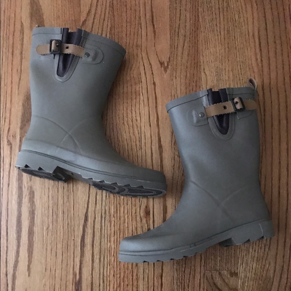 Grey Mid-Ankle Rain Boots