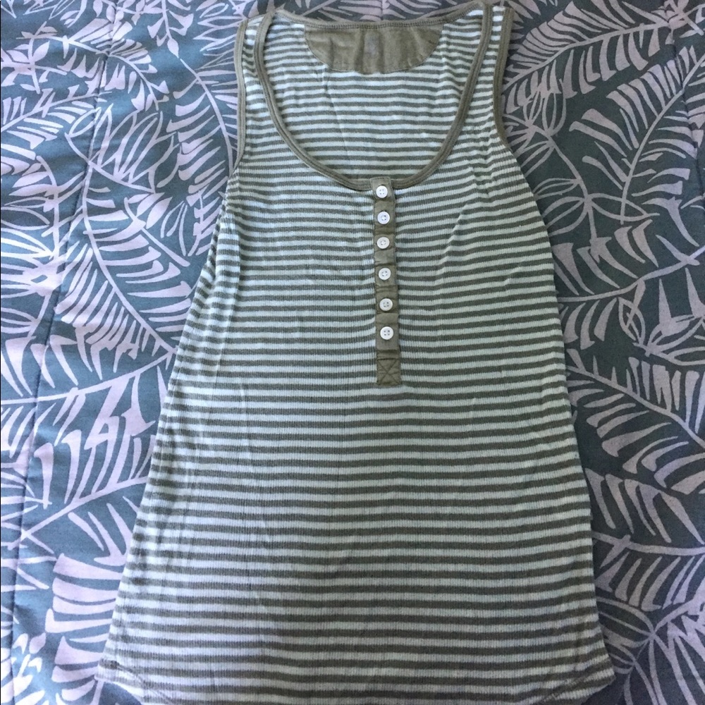 Gap green striped tank top with some buttons