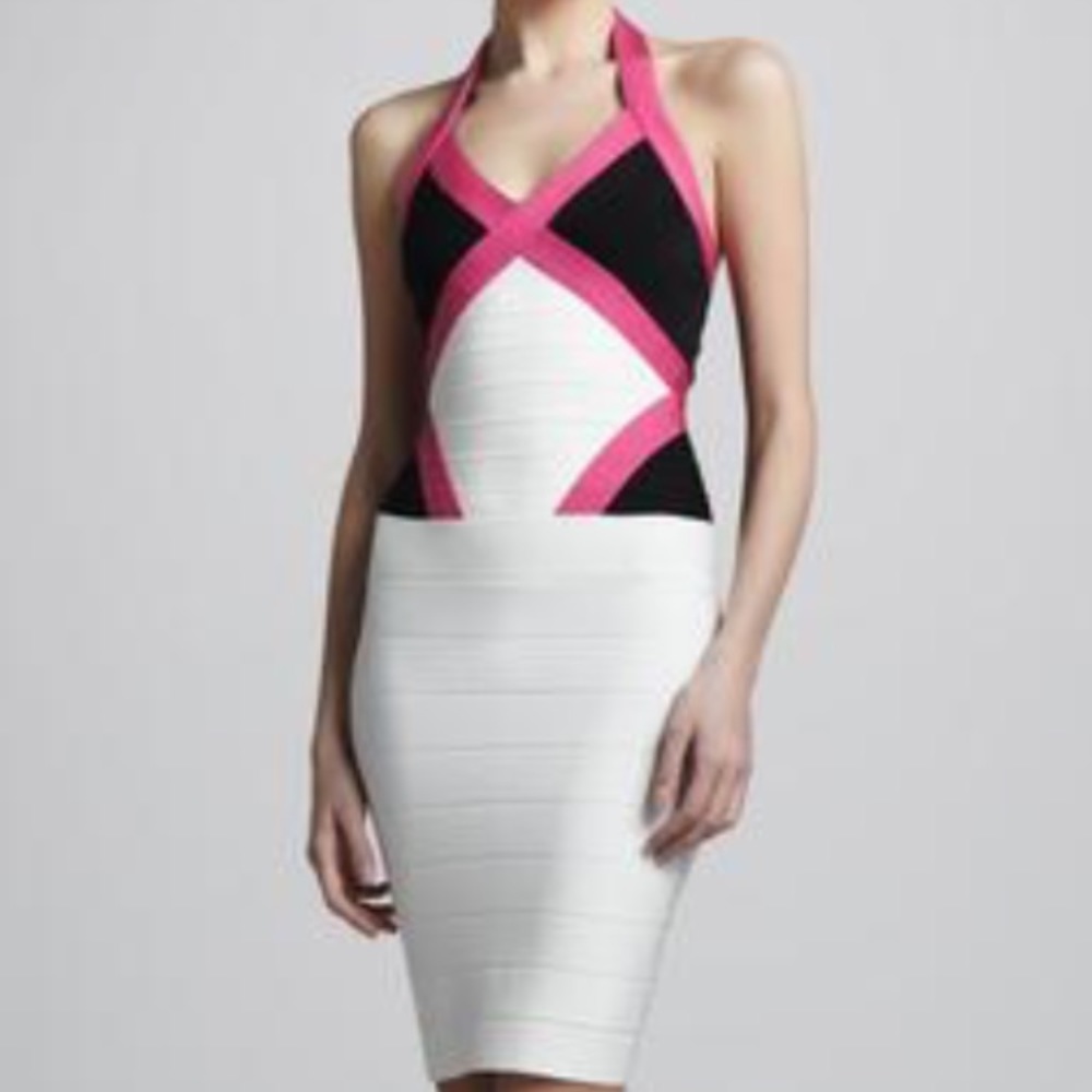 Herve Leger Andie color block dress