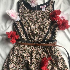 Black Floral Dress With Line Detail
