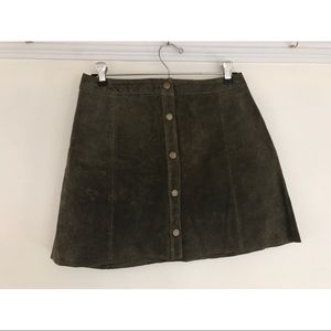 Forest green faux suede mini skater skirt