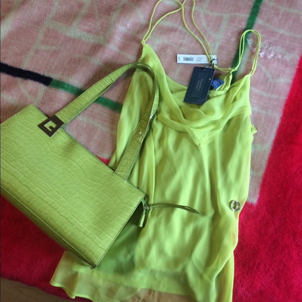 Matching Lime Green bag, ring, top Bundle
