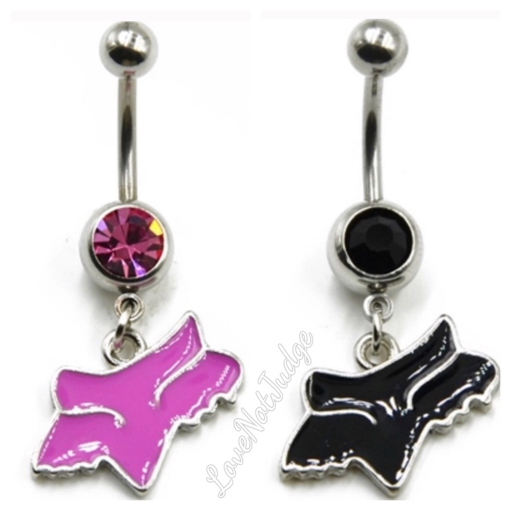 NEW! 2 FOX RACING NAVEL BELLY RINGS MANY COLORS