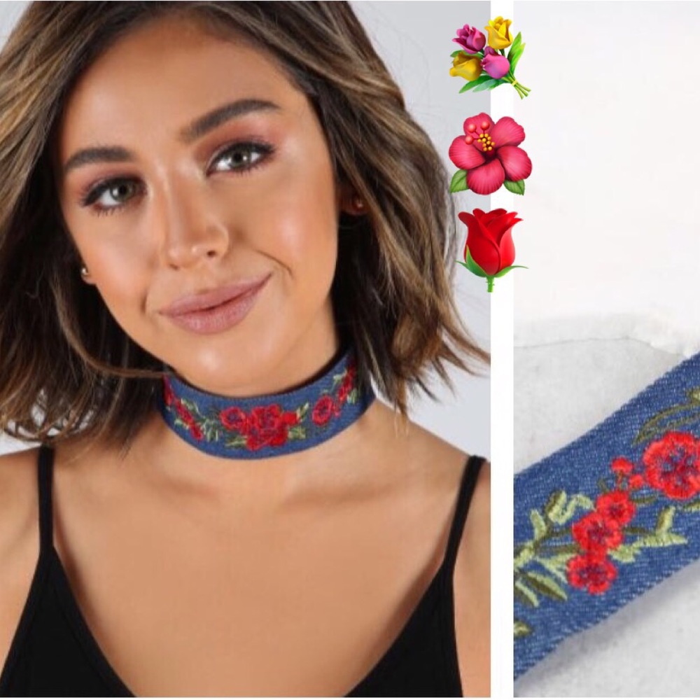 Blue denim choker