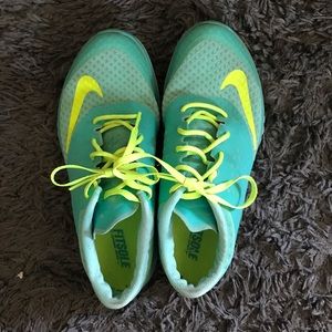 Bright Turquoise and Neon Green Nikes