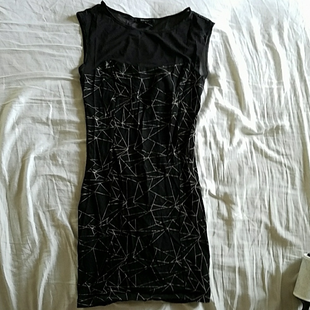 Sexy Black Geometric Mini Dress