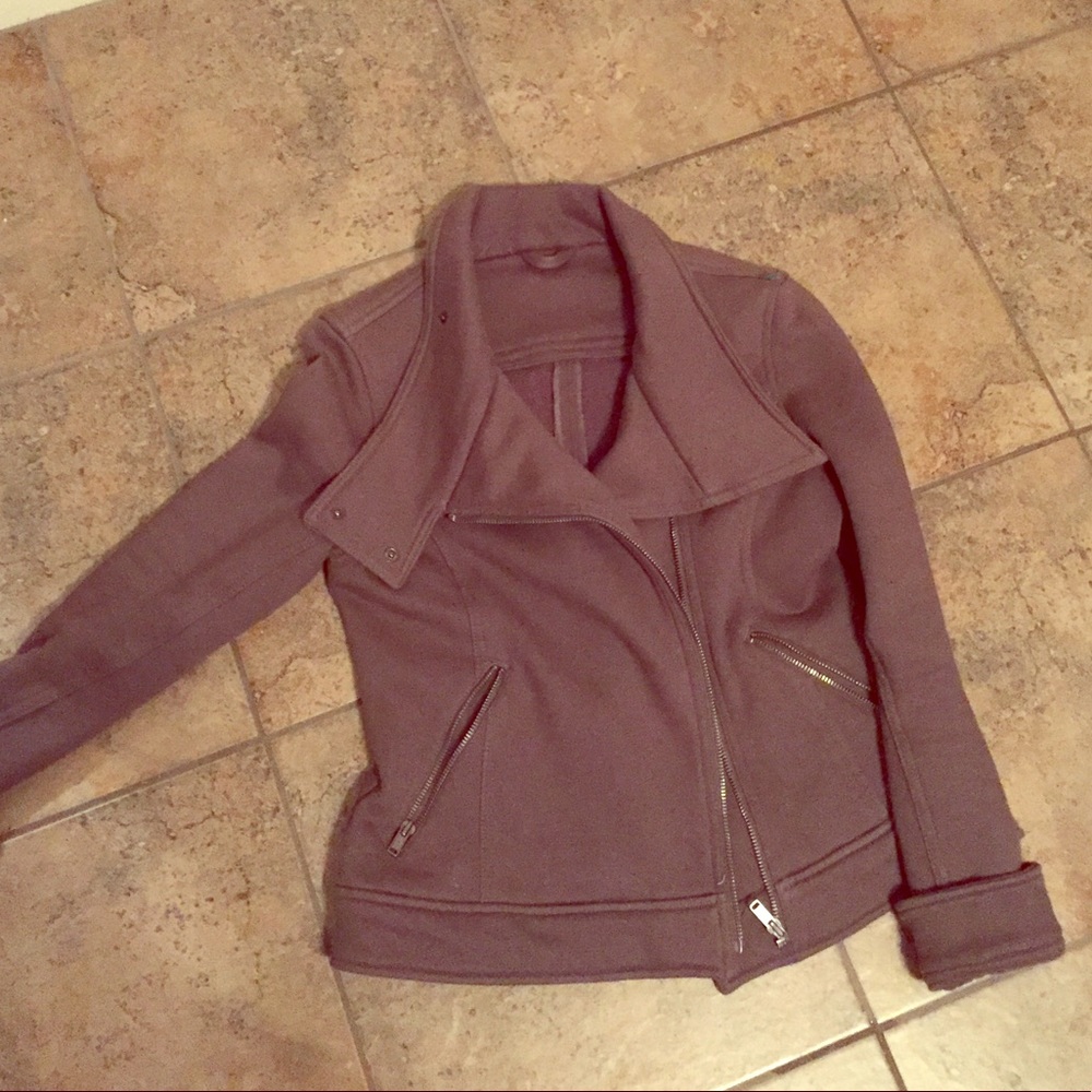 Gray jacket with accented zipper