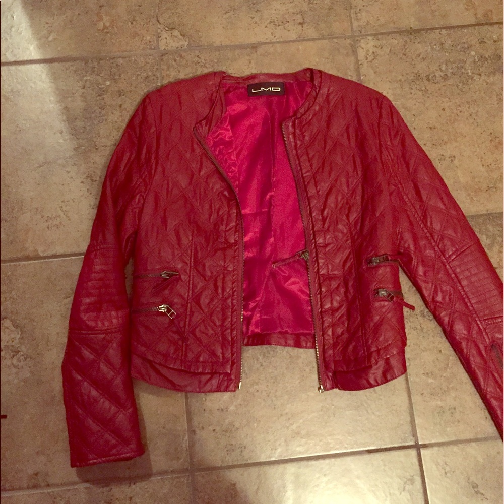 Pleather Jacket with accented zipper