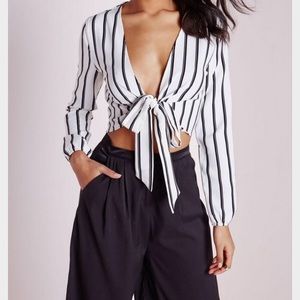 Front Tie Striped Top
