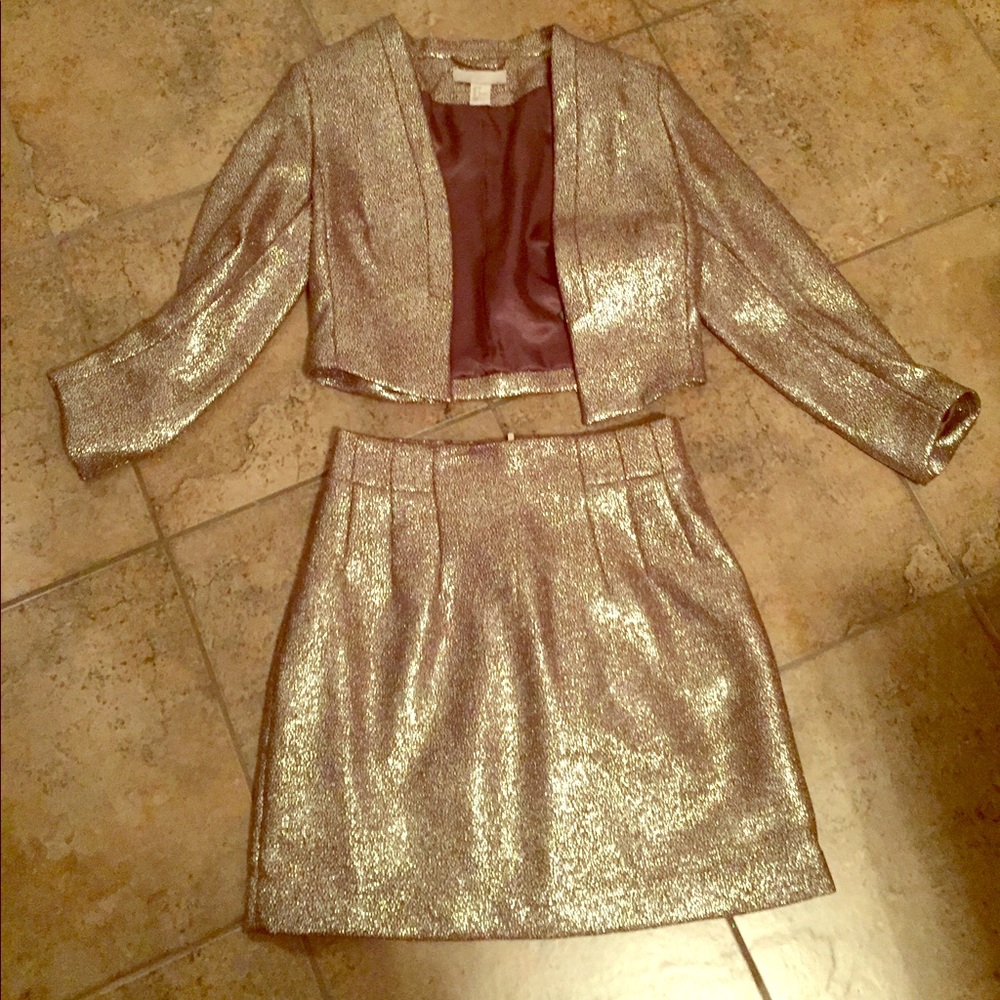Silver sparkle skirt suit set