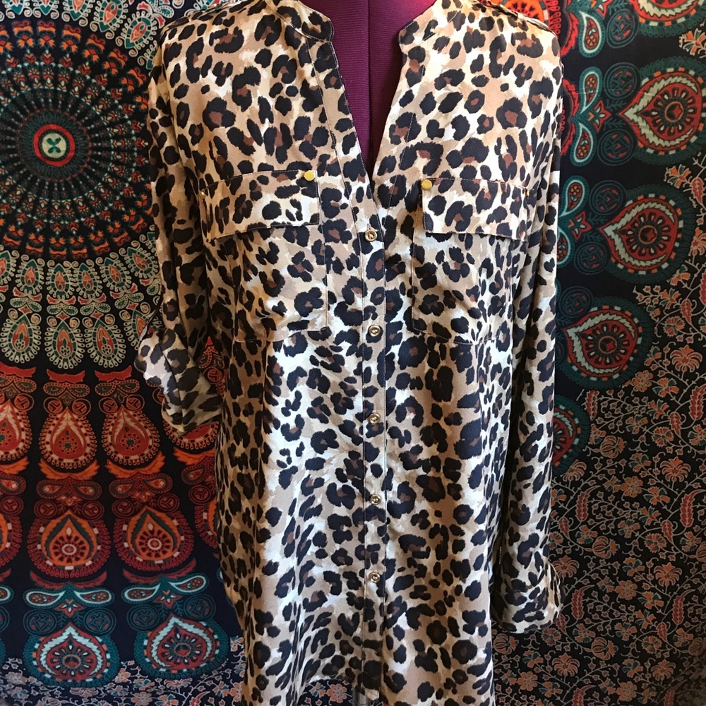Charter Club cheetah print blouse Size M